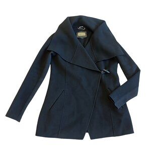Mackage Black Asymmetrical Coat jacket Toggle Closure Oversized Collar Size XS